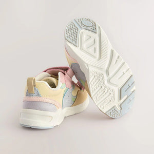 Multi Pastel Standard Fit (F) Elastic Lace Touch Fasten Trainers