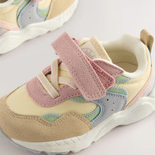 Load image into Gallery viewer, Multi Pastel Standard Fit (F) Elastic Lace Touch Fasten Trainers
