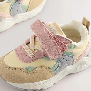 Multi Pastel Standard Fit (F) Elastic Lace Touch Fasten Trainers