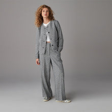 Load image into Gallery viewer, Black/White Boucle Collarless Jacket
