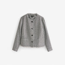 Load image into Gallery viewer, Black/White Boucle Collarless Jacket
