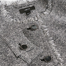 Load image into Gallery viewer, Black/White Boucle Collarless Jacket
