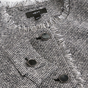Black/White Boucle Collarless Jacket