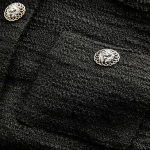 Black Boucle Button Up Shacket