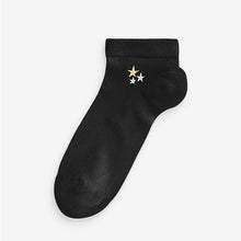Load image into Gallery viewer, Sparkle Stars Embroidered Motif Trainer Socks 4 Pack
