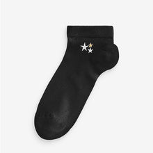 Load image into Gallery viewer, Sparkle Stars Embroidered Motif Trainer Socks 4 Pack
