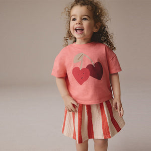 Cherry Pink Short Sleeve Skirt Set (3mths-6yrs)