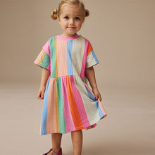 Load image into Gallery viewer, Rainbow Stripe Short Sleeve Summer Dress (3mths-6yrs)
