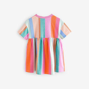 Rainbow Stripe Short Sleeve Summer Dress (3mths-6yrs)