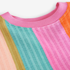 Rainbow Stripe Short Sleeve Summer Dress (3mths-6yrs)