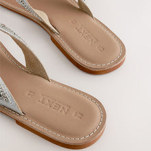Load image into Gallery viewer, Metallic Standard/Wide Fit Beaded Toe Thong Sandals
