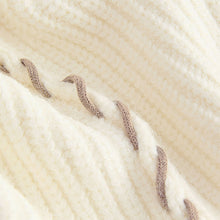 Load image into Gallery viewer, White Ecru Contrast Stitch Button Up V-Neck Cardigan
