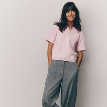 Load image into Gallery viewer, Pink Bright Smart Collared Knitted T-Shirt
