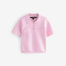 Load image into Gallery viewer, Pink Bright Smart Collared Knitted T-Shirt
