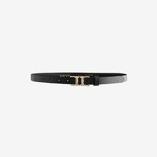 Load image into Gallery viewer, Black Statement Buckle Skinny Leather Belt
