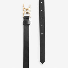 Load image into Gallery viewer, Black Statement Buckle Skinny Leather Belt
