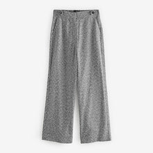 Load image into Gallery viewer, Black/White Elastic Back Boucle Mono Wide Leg Trousers
