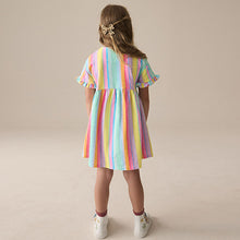 Load image into Gallery viewer, Rainbow Stripe Short Sleeve Jersey Summer Dress (3-12yrs)
