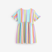 Load image into Gallery viewer, Rainbow Stripe Short Sleeve Jersey Summer Dress (3-12yrs)
