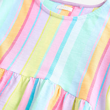 Load image into Gallery viewer, Rainbow Stripe Short Sleeve Jersey Summer Dress (3-12yrs)
