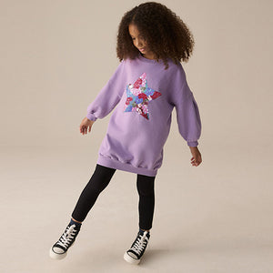 Lilac Purple Sequin Star Jumper Dress (3-10yrs)