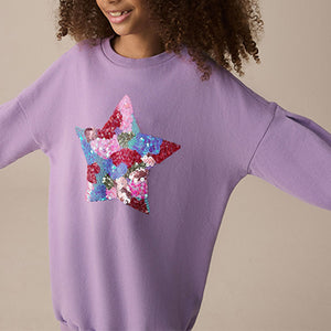 Lilac Purple Sequin Star Jumper Dress (3-10yrs)