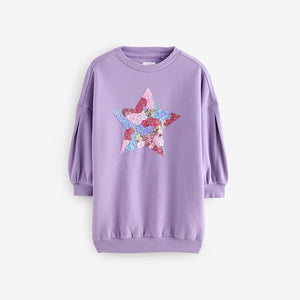 Lilac Purple Sequin Star Jumper Dress (3-10yrs)