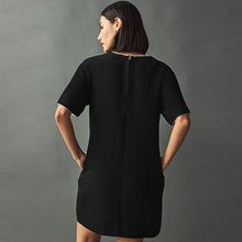 Load image into Gallery viewer, Black Boucle Short Sleeve Mini Dress
