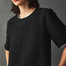 Load image into Gallery viewer, Black Boucle Short Sleeve Mini Dress
