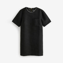 Load image into Gallery viewer, Black Boucle Short Sleeve Mini Dress
