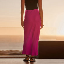 Load image into Gallery viewer, Pink Satin Midi Skirt
