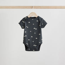 Load image into Gallery viewer, Black/White Short Sleeve Baby Bodysuits 5 Pack
