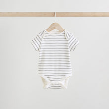 Load image into Gallery viewer, Black/White Short Sleeve Baby Bodysuits 5 Pack
