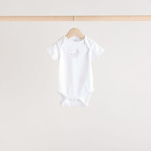 Load image into Gallery viewer, White Animal Print Short Sleeve Baby Bodysuits 5 Pack

