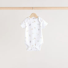 Load image into Gallery viewer, White Animal Print Short Sleeve Baby Bodysuits 5 Pack
