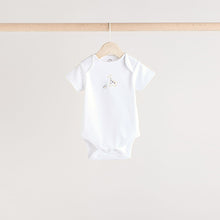 Load image into Gallery viewer, White Animal Print Short Sleeve Baby Bodysuits 5 Pack
