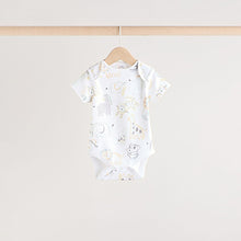 Load image into Gallery viewer, White Animal Print Short Sleeve Baby Bodysuits 5 Pack
