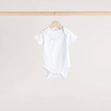 Load image into Gallery viewer, White Animal Print Short Sleeve Baby Bodysuits 5 Pack
