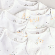 Load image into Gallery viewer, White Animal Print Short Sleeve Baby Bodysuits 5 Pack
