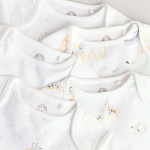 White Animal Print Short Sleeve Baby Bodysuits 5 Pack
