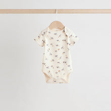 Load image into Gallery viewer, Grey Dinosaur Short Sleeve Baby Bodysuits 5 Pack
