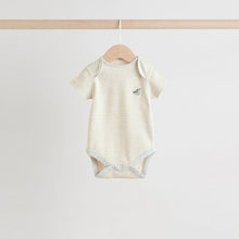 Load image into Gallery viewer, Grey Dinosaur Short Sleeve Baby Bodysuits 5 Pack
