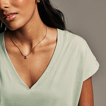 Load image into Gallery viewer, Sage Green V-Neck Cap Sleeve T-Shirt

