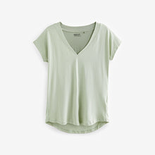 Load image into Gallery viewer, Sage Green V-Neck Cap Sleeve T-Shirt
