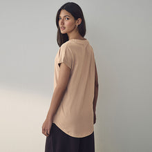 Load image into Gallery viewer, Neutral V-Neck Cap Sleeve T-Shirt
