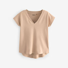 Load image into Gallery viewer, Neutral V-Neck Cap Sleeve T-Shirt
