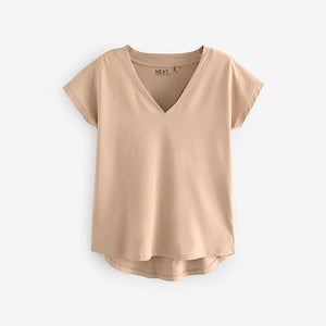 Neutral V-Neck Cap Sleeve T-Shirt