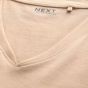 Neutral V-Neck Cap Sleeve T-Shirt