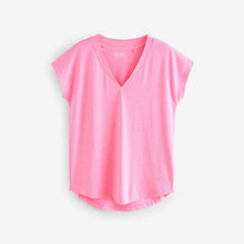 Load image into Gallery viewer, Fluro Pink V-Neck Cap Sleeve T-Shirt
