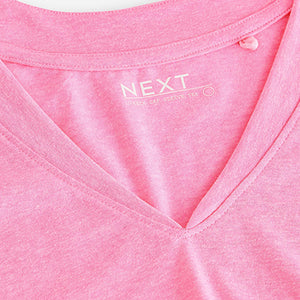 Fluro Pink V-Neck Cap Sleeve T-Shirt